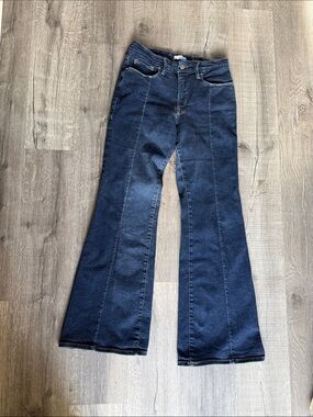 Good American Dark Blue Flared High-Waist Jeans